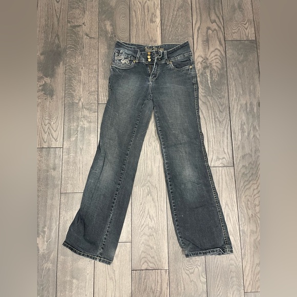 Dark Grey-Blue Baggy Graphic Jeans - Picture 1 of 2